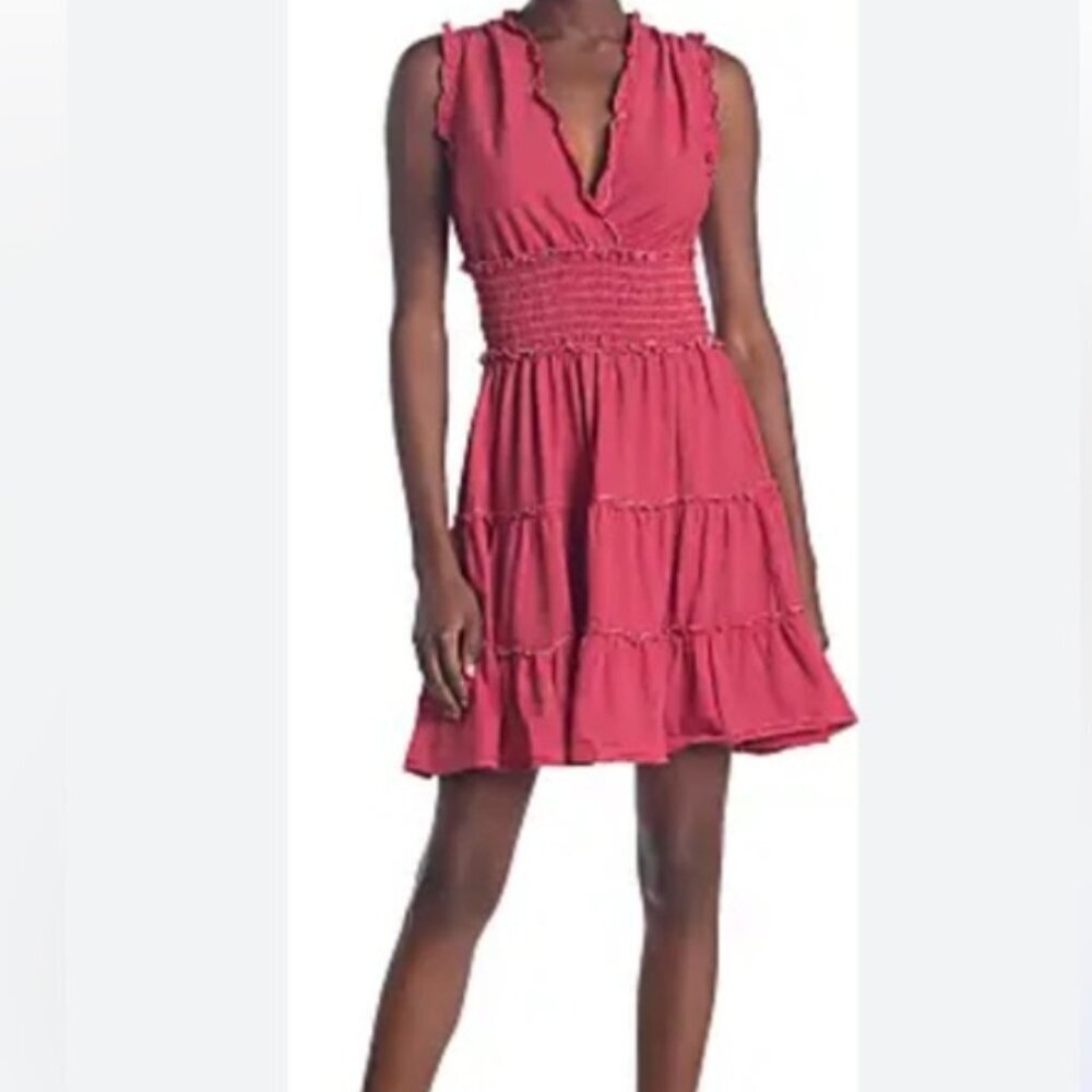 MAX‎ STUDIO Red Ruffled & Tiered Mini Dress